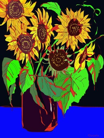 DUCOTE; Diane's Sunflowers; digital painting SOLD (additional prints available)