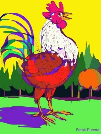 DUCOTE; Rooster; digital painting SOLD (additional prints available)
