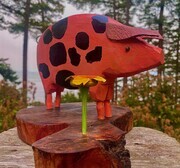 DUCOTE; This little Pig III, painted wood, leather, metal, available