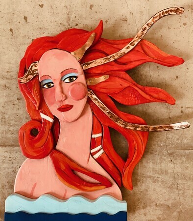 DUCOTE: Venus Rising, painted wood and copper SOLD
