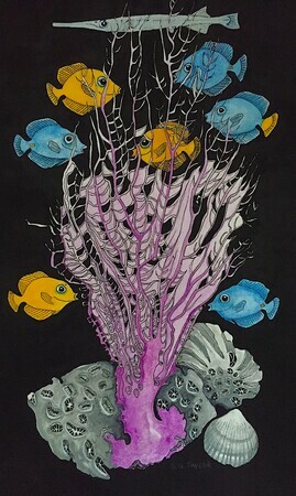 TAYLOR; Aquarium, ink and watercolour SOLD