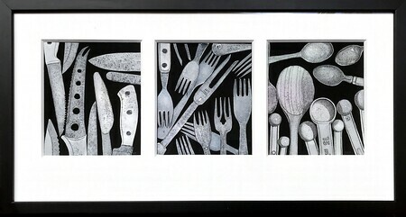 TAYLOR; Knives, Forks and Spoons, ink, watercolour and gouache SOLD